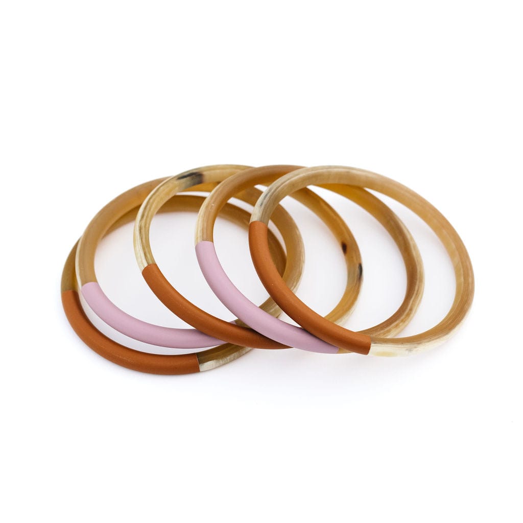 Blushed Matte Horn Bangle Set