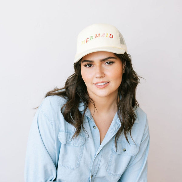 Mermaid Embroidered Trucker Hat Sunshine Tienda