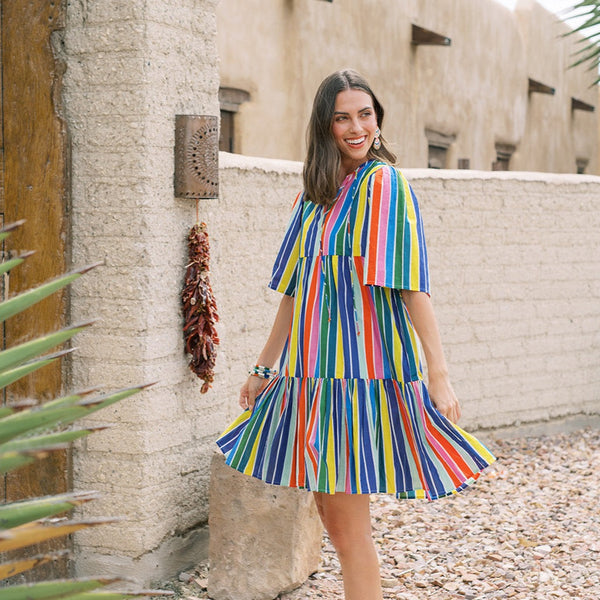 Oasis rainbow stripe tube dress hotsell