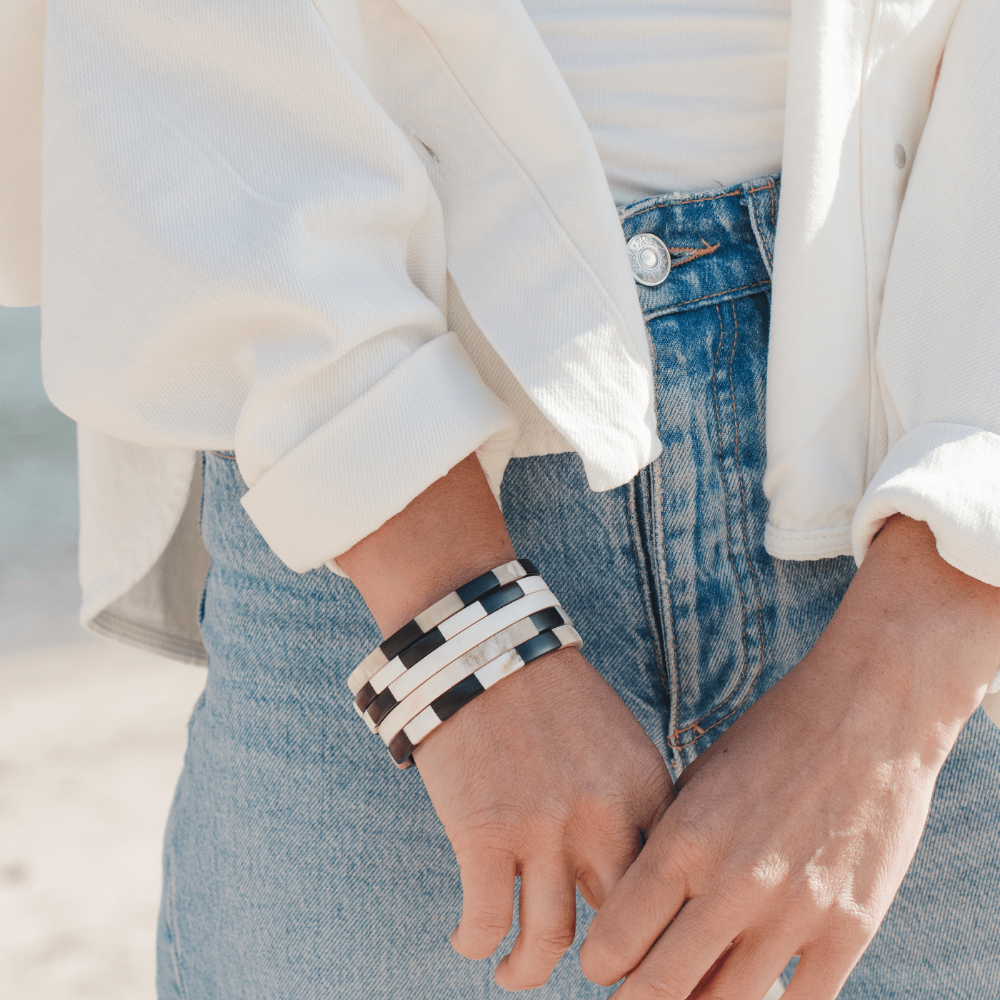 Black and White Tile Bangle Set – Sunshine Tienda®