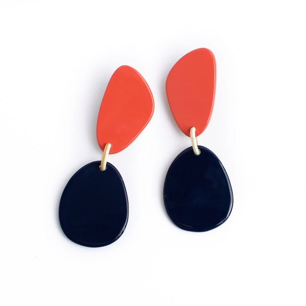 Navy Blue Shiny Zircon Decor Dangle Earrings Retro Elegant - Temu