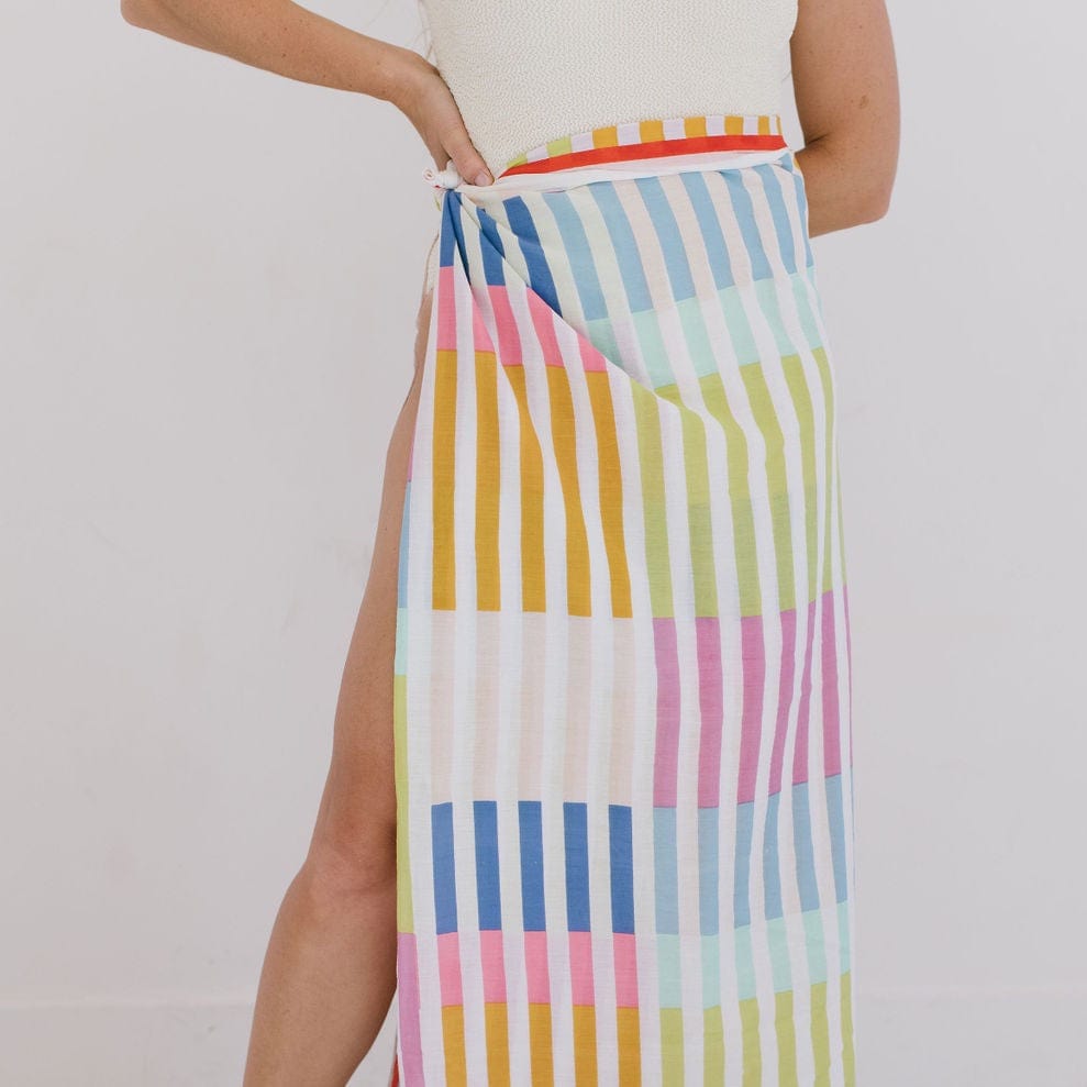 Sarong midi skirt in rainbow outlet gingham