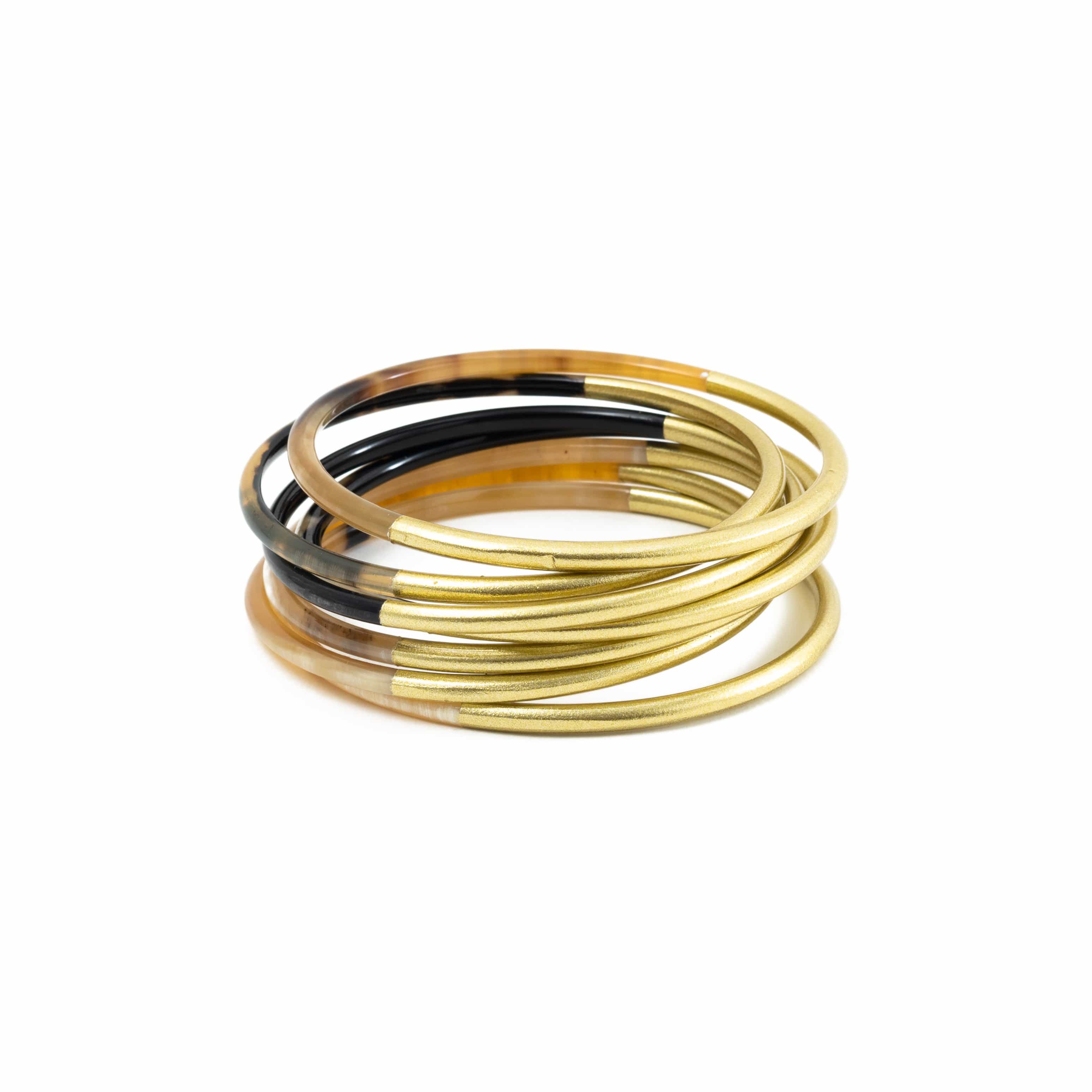 Shiny Gold Horn Bangle Set